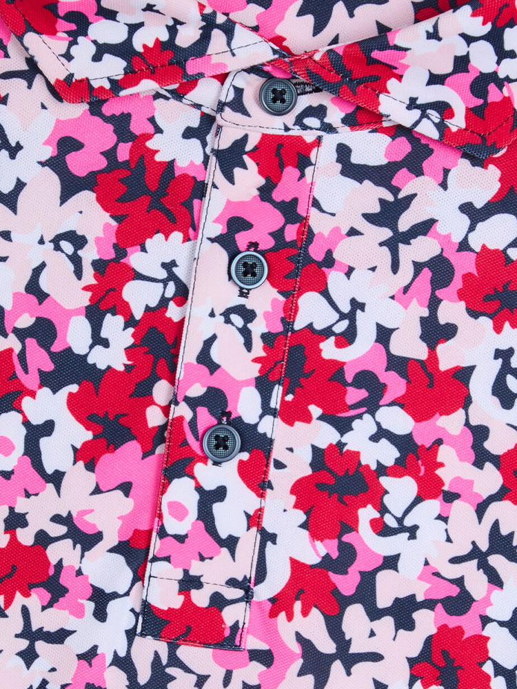 G/FORE Camo Floral Tech Pique Jersey Polo - Lava
