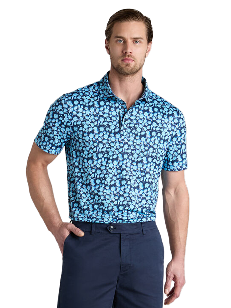 G/FORE Optic Floral Tech Stretch Jersey Polo - Breeze