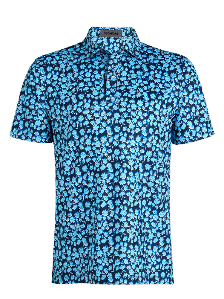 G/FORE Optic Floral Tech Stretch Jersey Polo - Breeze