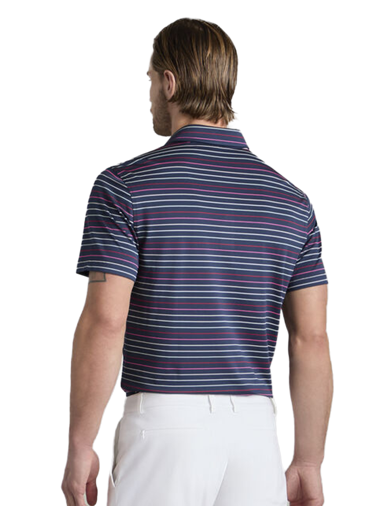 G/FORE Multi Stripe Tech Pique Polo - Twilight/Lava