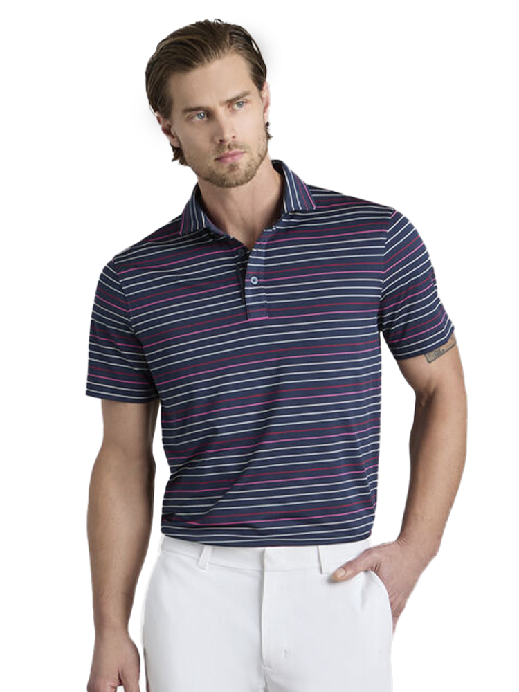 G/FORE Multi Stripe Tech Pique Polo - Twilight/Lava