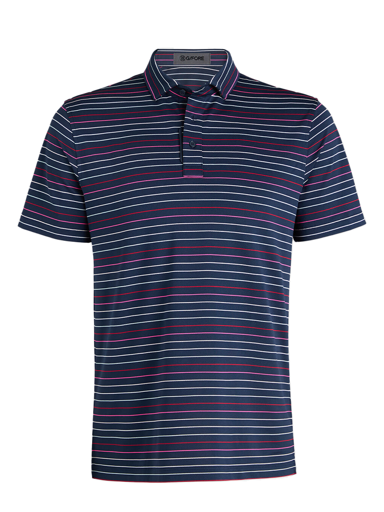 G/FORE Multi Stripe Tech Pique Polo - Twilight/Lava