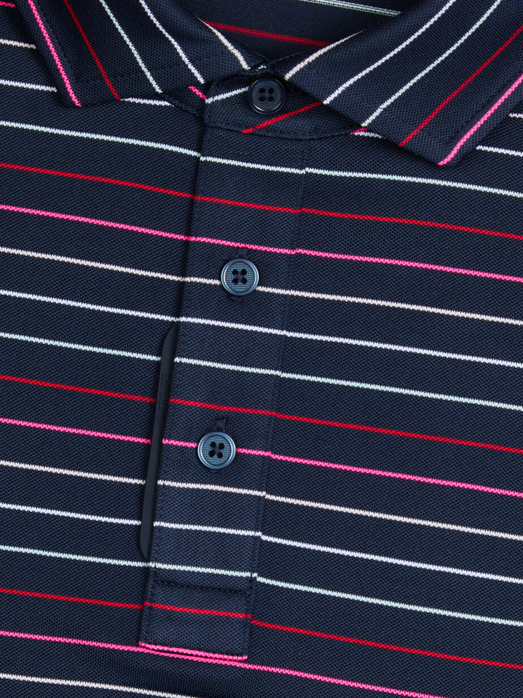 G/FORE Multi Stripe Tech Pique Polo - Twilight/Lava