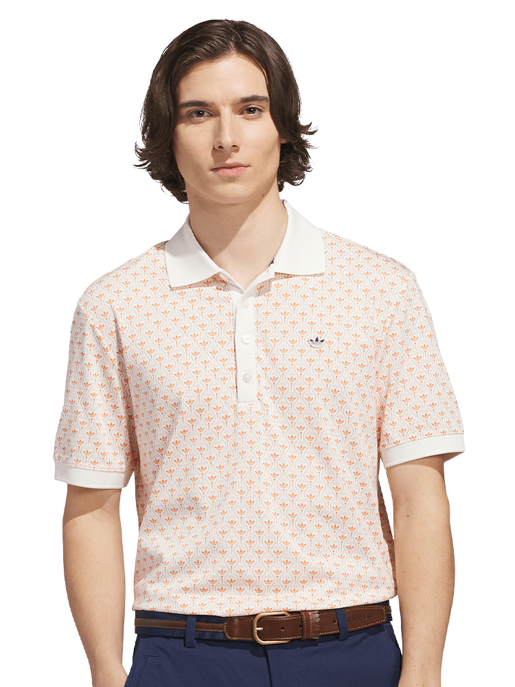 adidas Originals All Over Trefoil Polo - Chalk White/Dusky Orange
