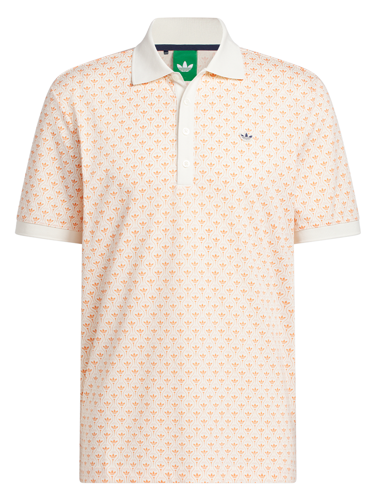 adidas Originals All Over Trefoil Polo - Chalk White/Dusky Orange