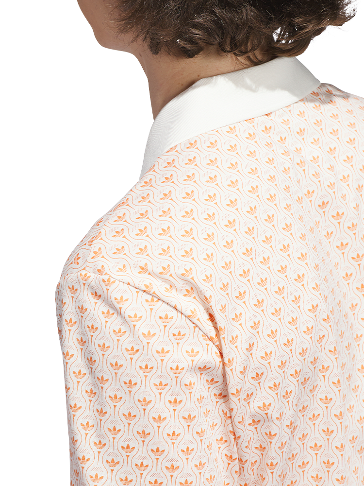 adidas Originals All Over Trefoil Polo - Chalk White/Dusky Orange