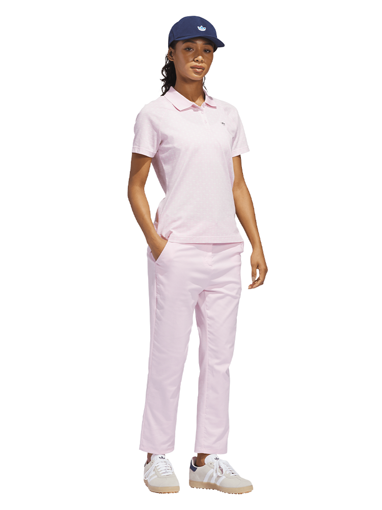 adidas Originals Womens All Over Trefoil Polo - Clear Pink/Chalk White