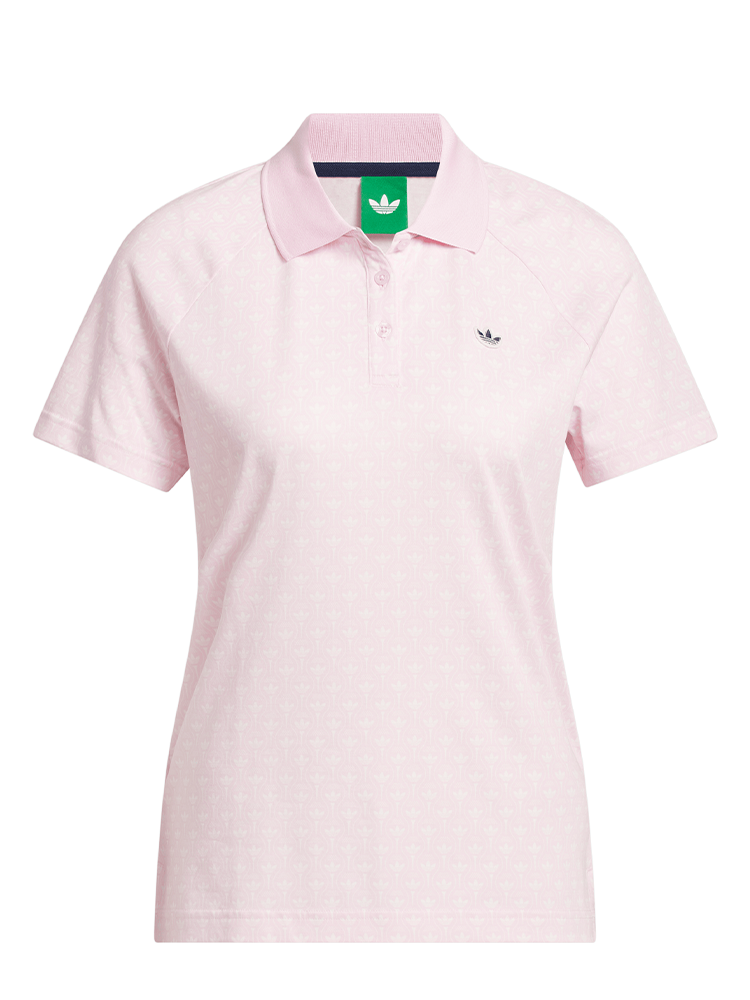 adidas Originals Womens All Over Trefoil Polo - Clear Pink/Chalk White