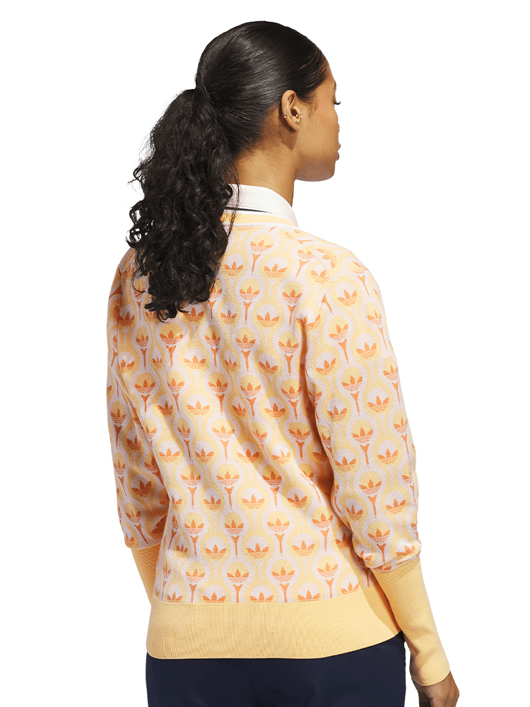 adidas Originals Womens All Over Cardigan - White/Ice Tangerine