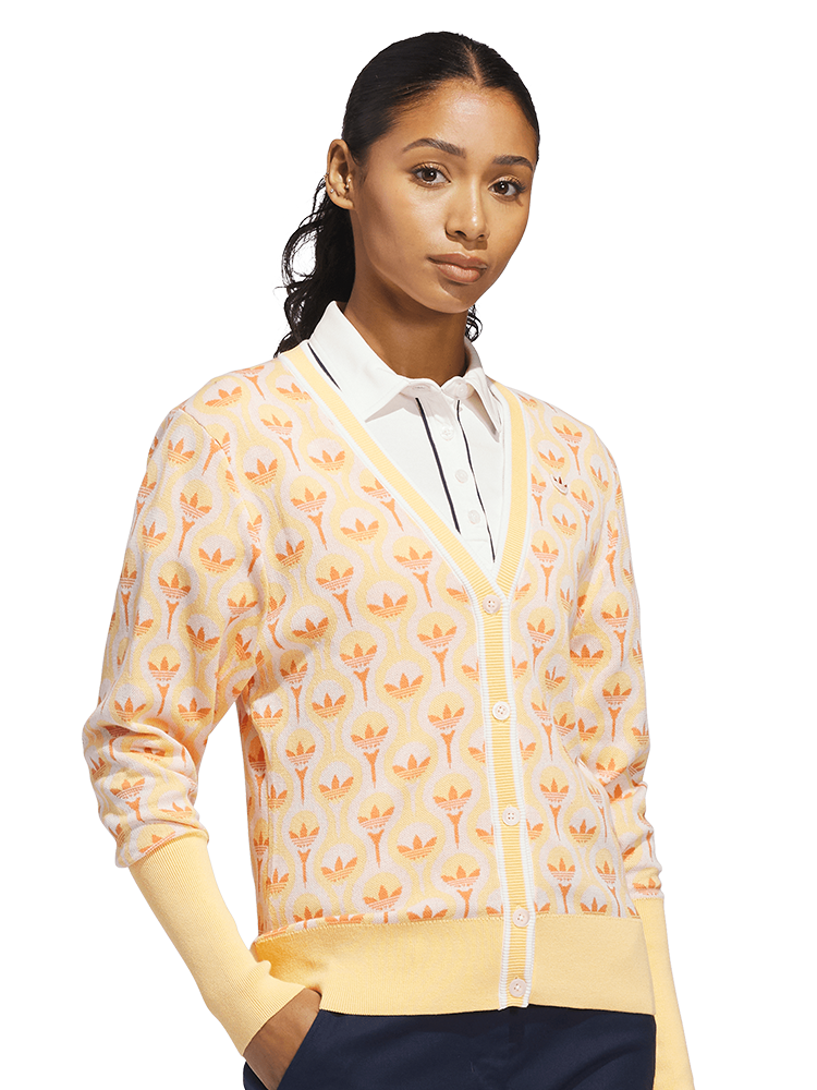 adidas Originals Womens All Over Cardigan - White/Ice Tangerine