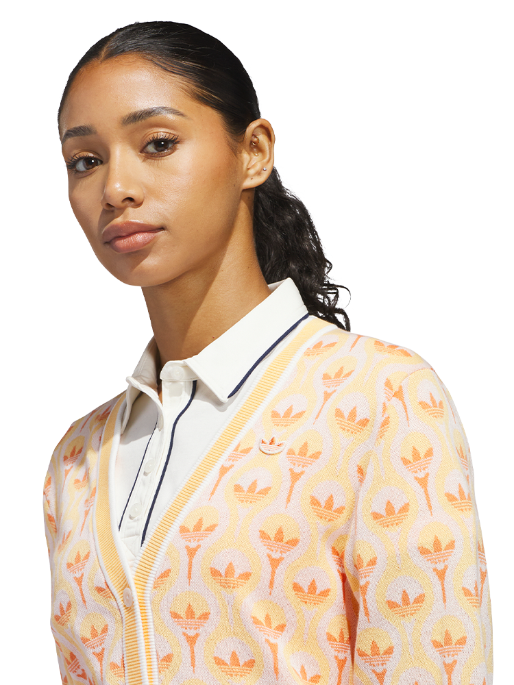 adidas Originals Womens All Over Cardigan - White/Ice Tangerine
