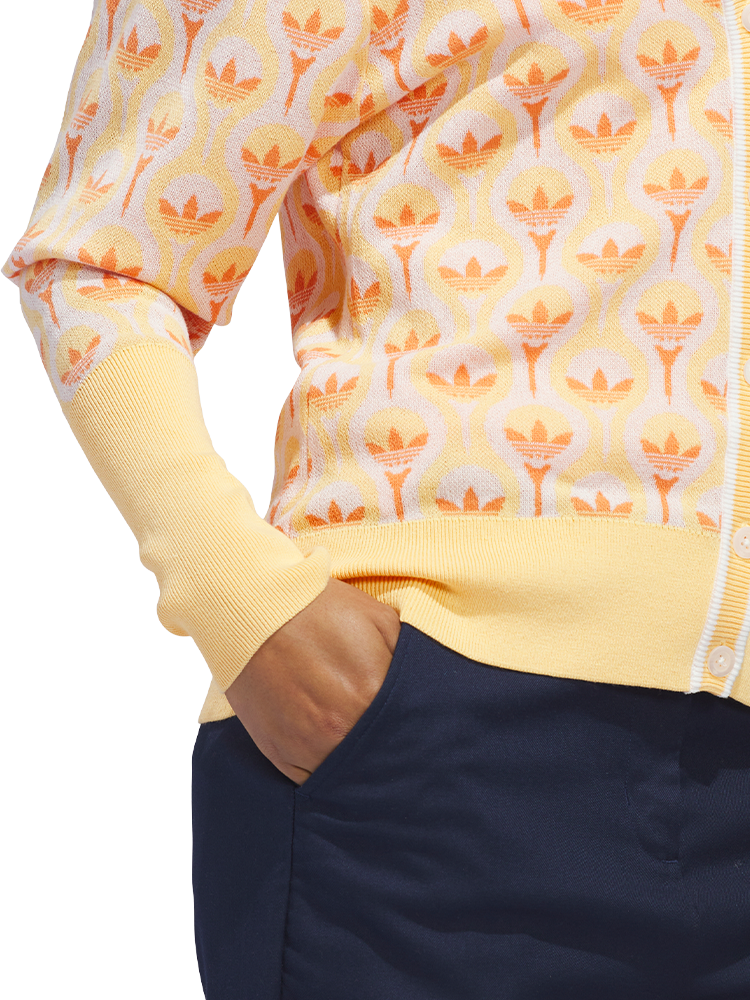 adidas Originals Womens All Over Cardigan - White/Ice Tangerine