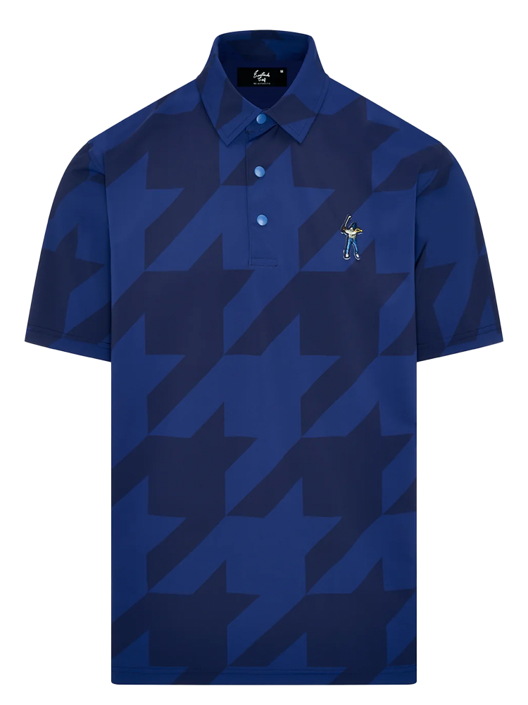 Eastside Golf Houndstooth Snap Placket Polo - Blue Void Houndstooth