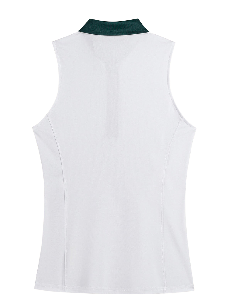 Walker Golf Things Womens Sleeveless Polo - White/Forest