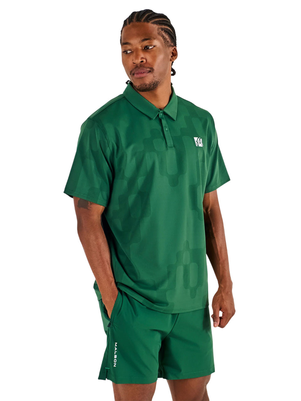 Malbon Performance Mesh Paneled Polo - Eden