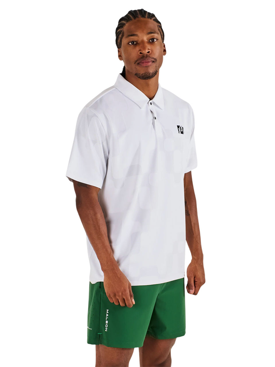 Malbon Performance Mesh Paneled Polo - White