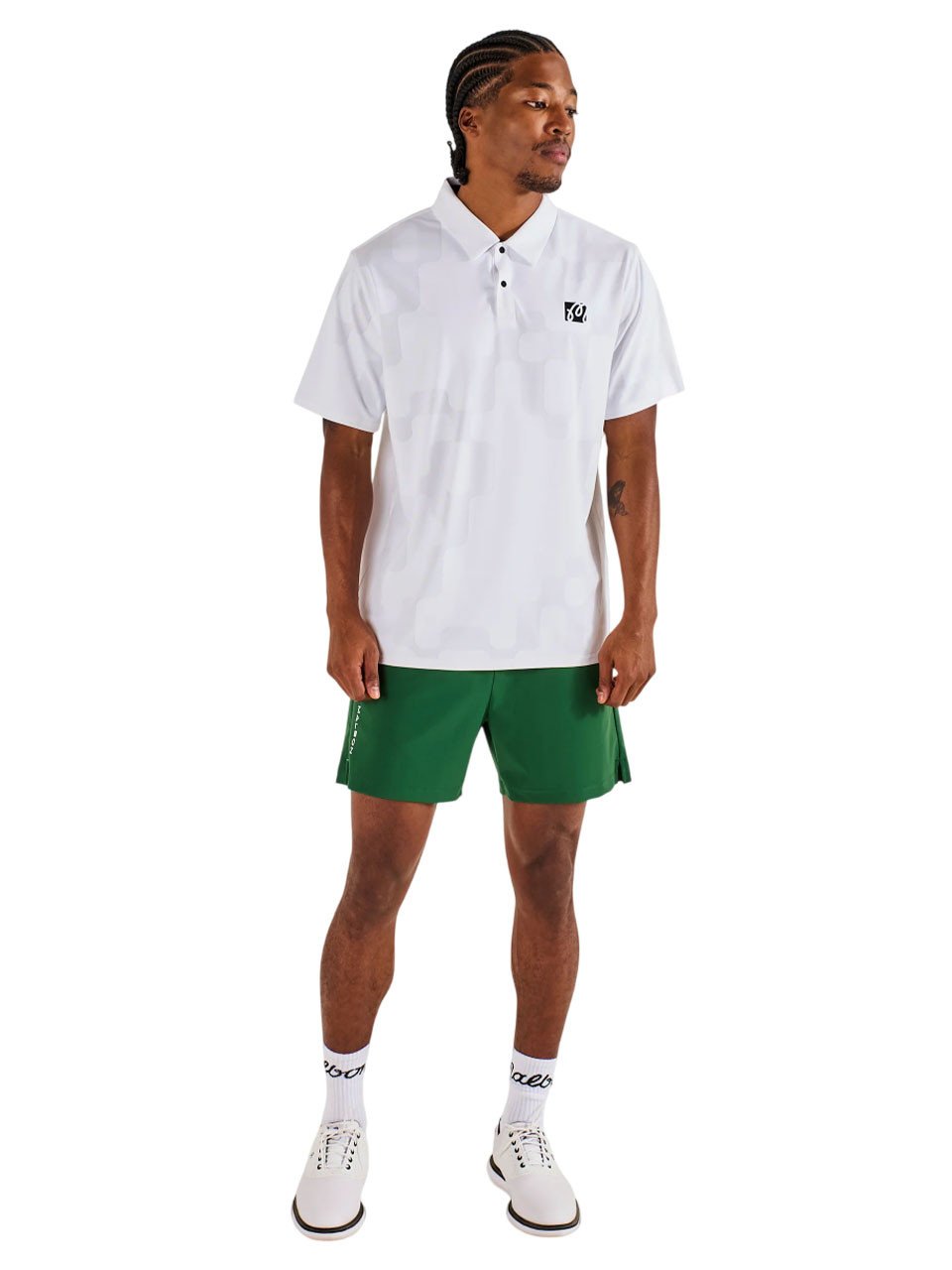Malbon Performance Mesh Paneled Polo - White