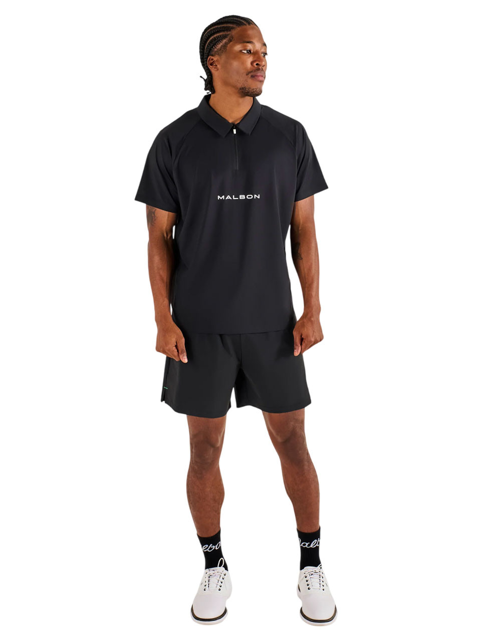 Malbon Performance Zip Raglan Polo - Black