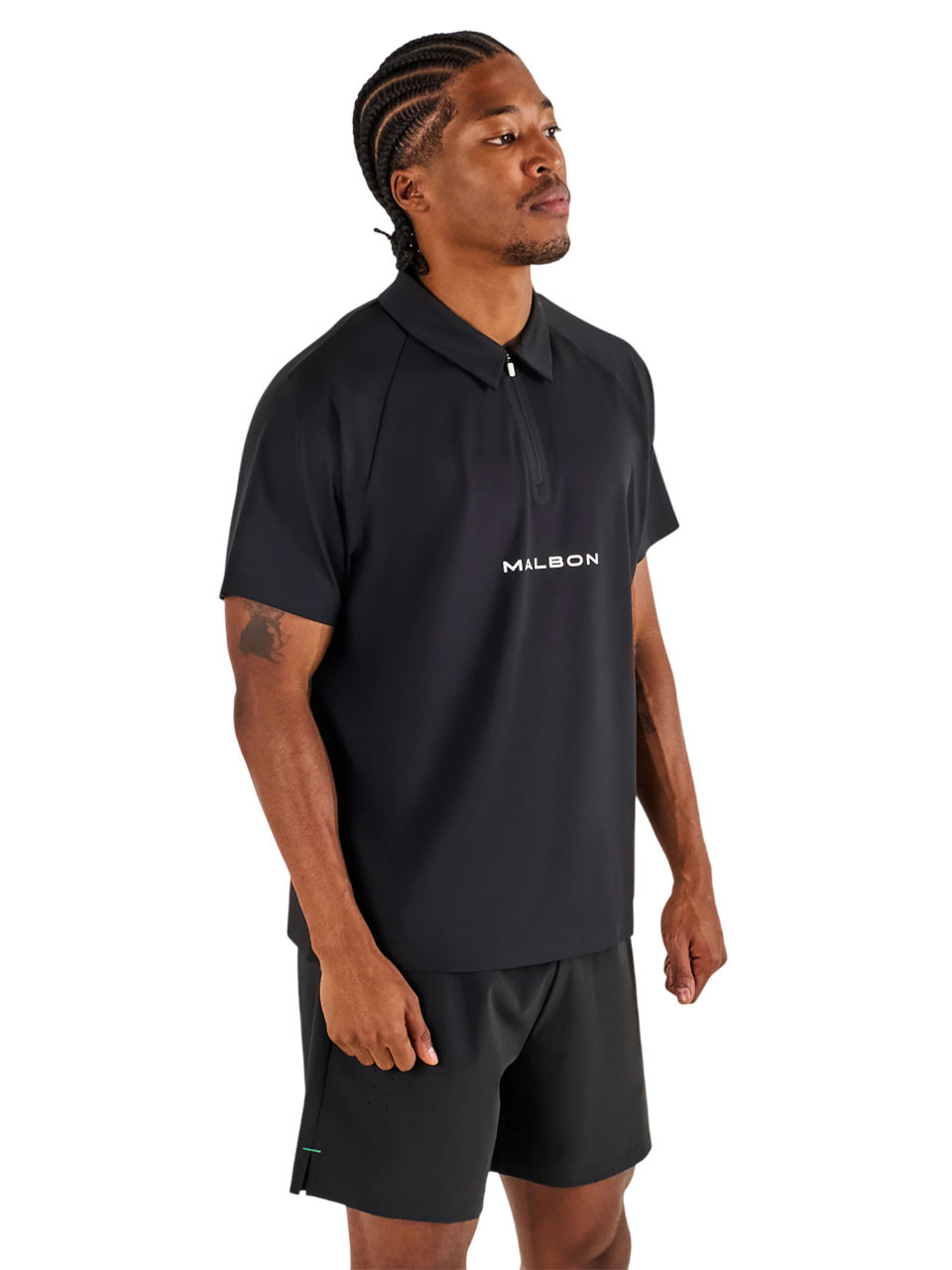 Malbon Performance Zip Raglan Polo - Black