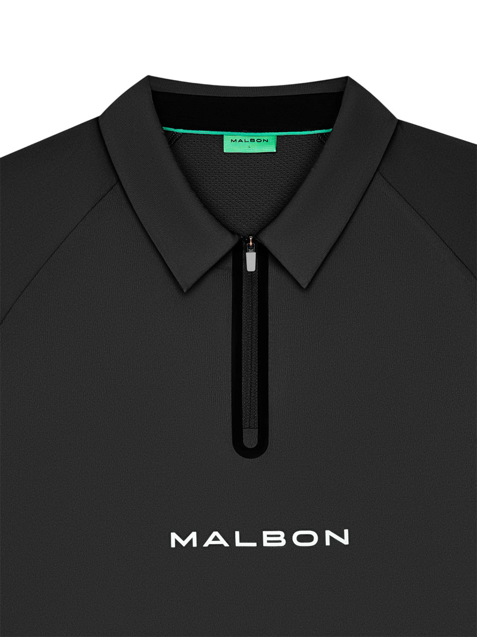 Malbon Performance Zip Raglan Polo - Black