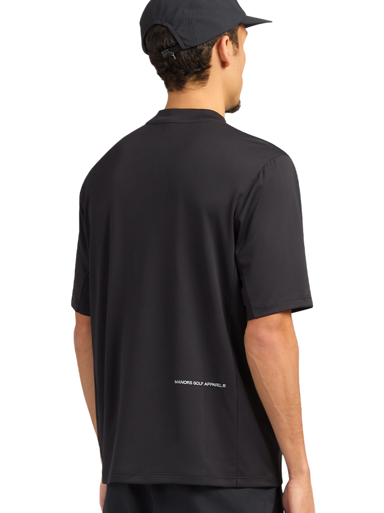Manors Golf Course Mock Neck Polo - Black