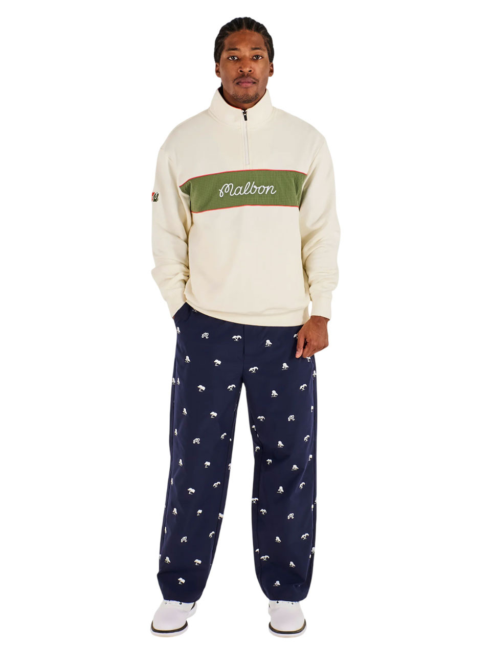 Malbon Torrey Pines Quarter Zip Sweatshirt - Egret