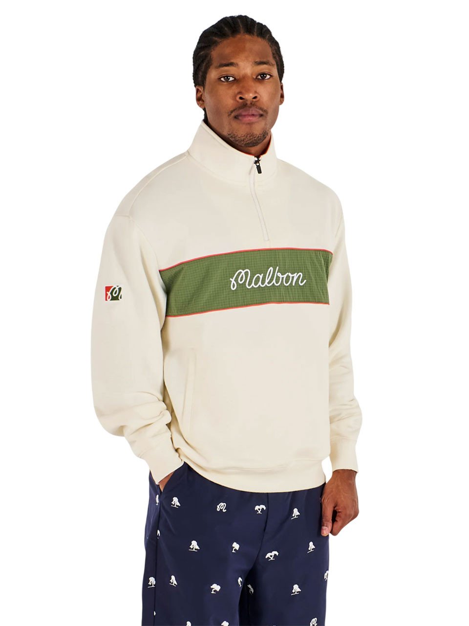Malbon Torrey Pines Quarter Zip Sweatshirt - Egret