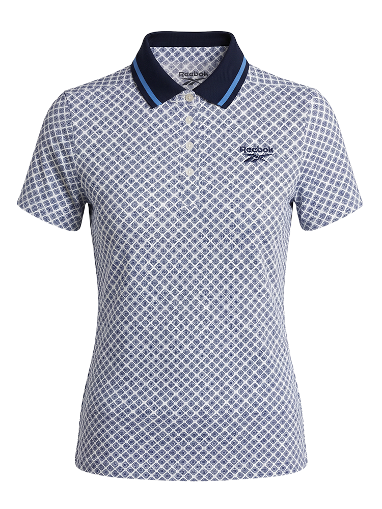 Reebok Womens Foulard Print Polo - Vector Navy/Peri Blue