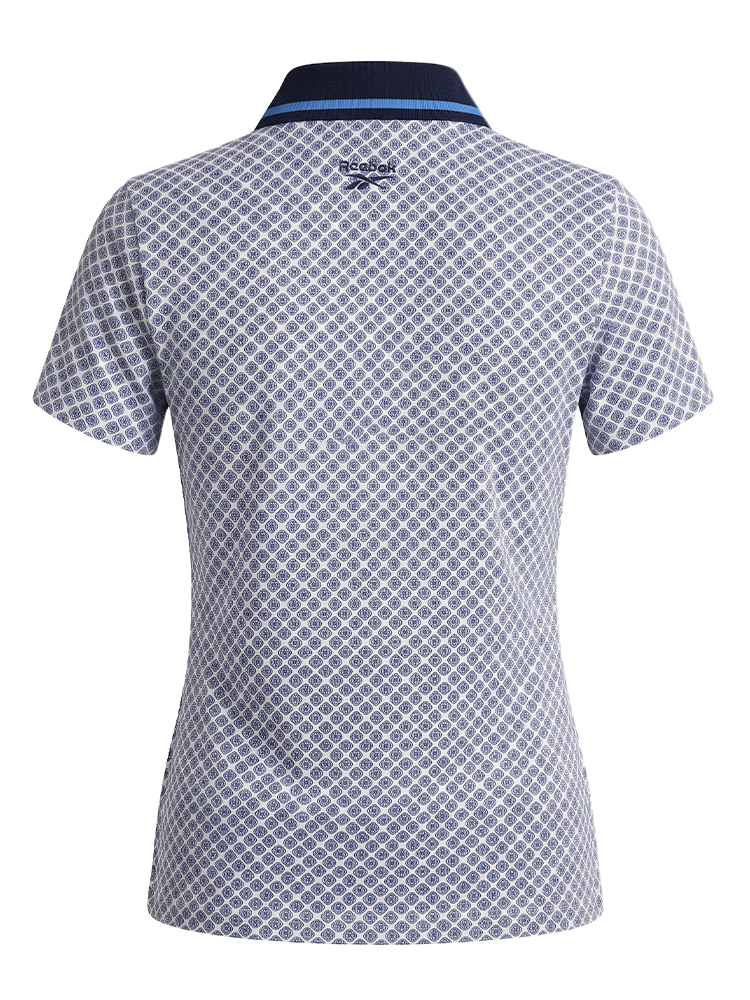 Reebok Womens Foulard Print Polo - Vector Navy/Peri Blue