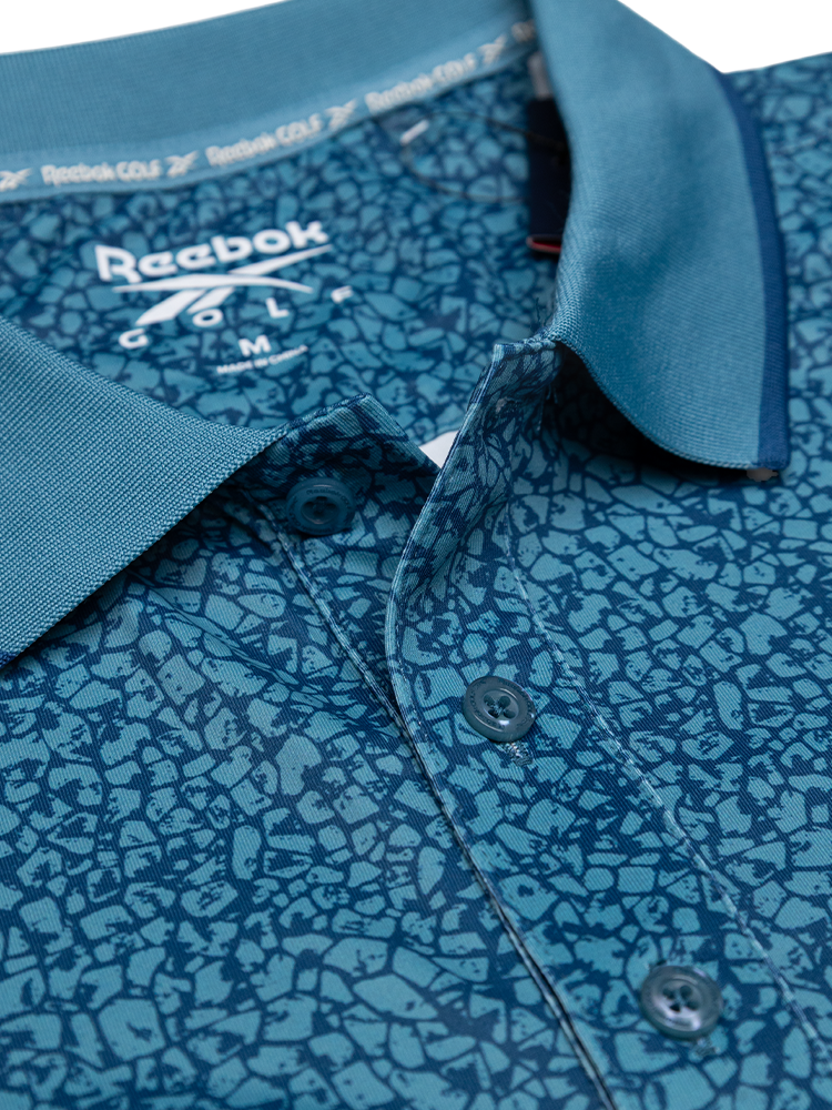 Reebok Crackle Print Polo Shirt - Wrapped Blue
