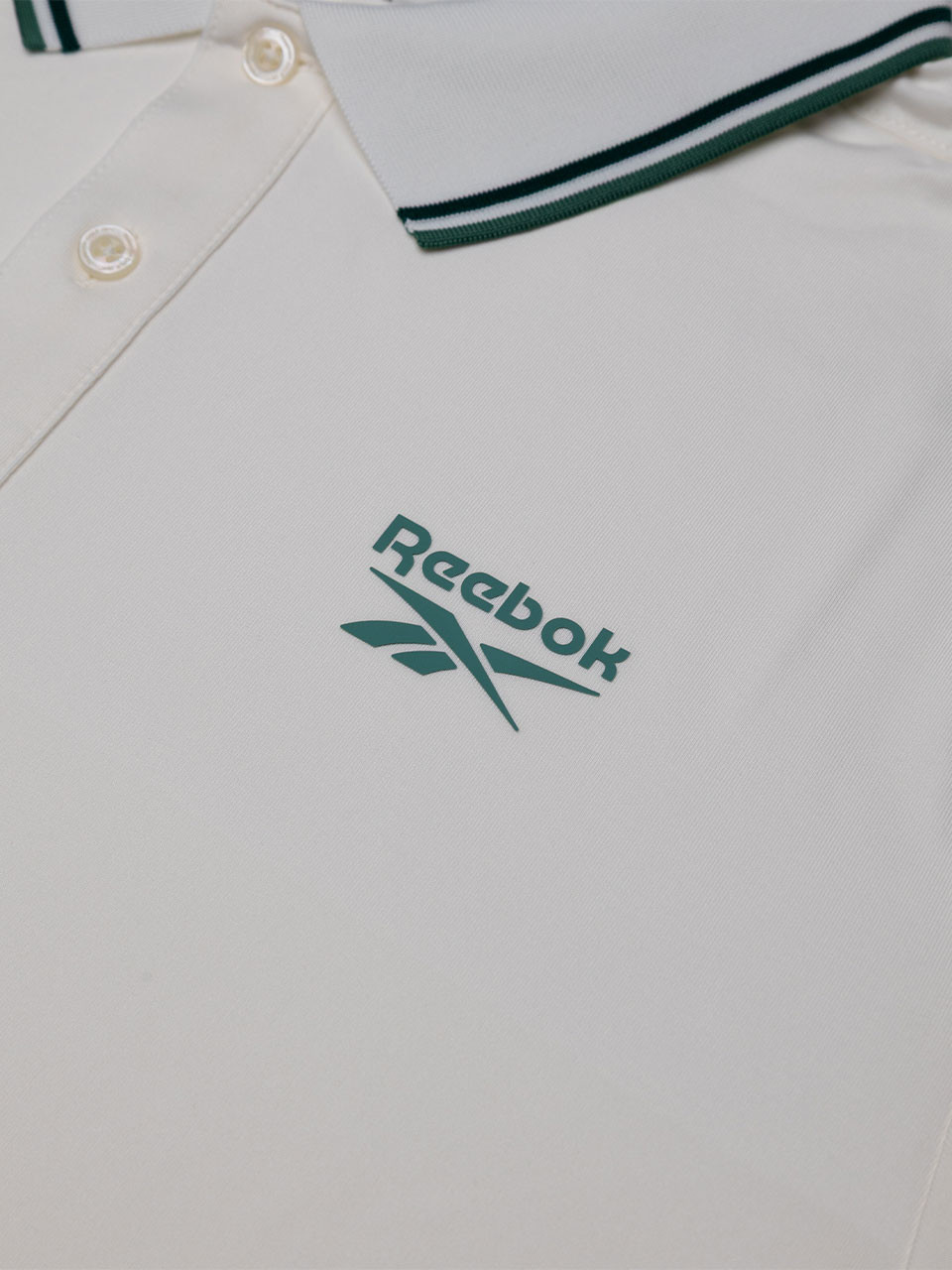 Reebok Solid Performance Polo Shirt - Chalk/Deep Sea/Metal Green