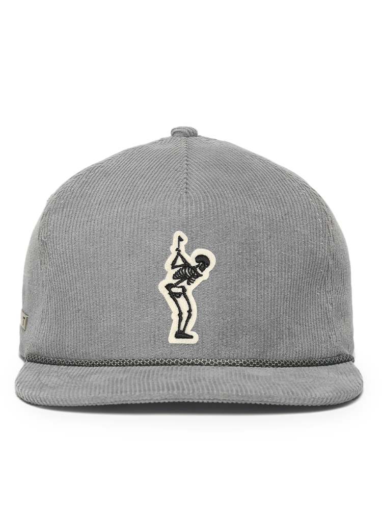 TRUE Linkswear Dead Golfer Corduroy 5 Panel Strapback Cap - Charcoal