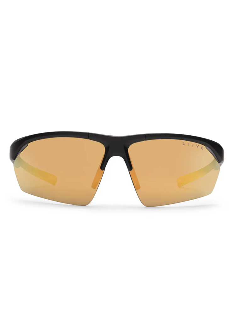 Liive Vision React Sunglasses - Matt Black w/ Gold Mirror