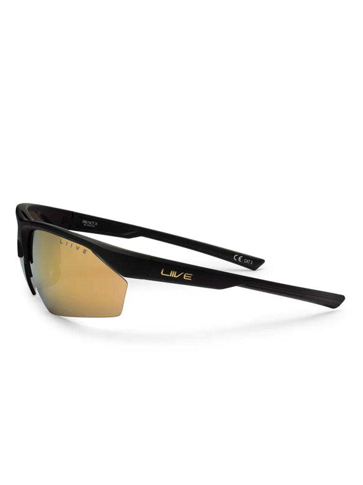Liive Vision React Sunglasses - Matt Black w/ Gold Mirror