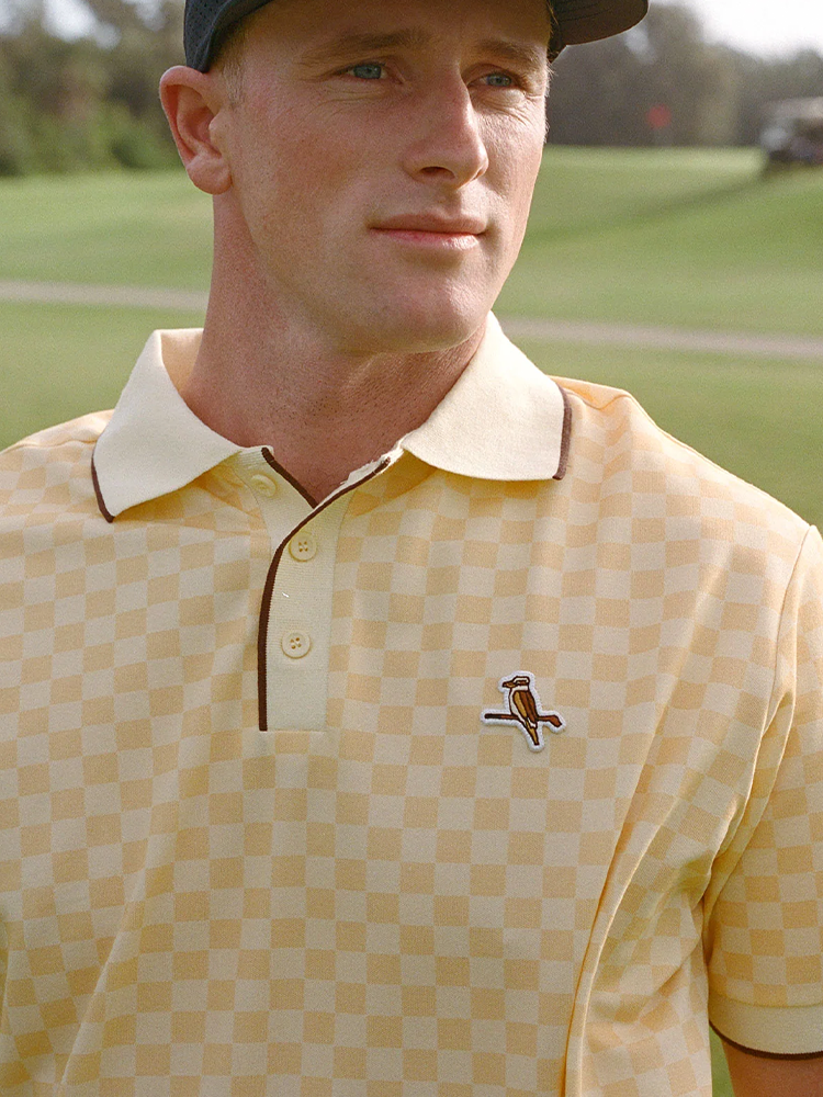 Walker Golf Things Featherlite Kooka Polo - Lemon Check