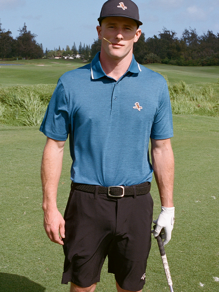 Walker Golf Things Members Polo - Pacific Blue
