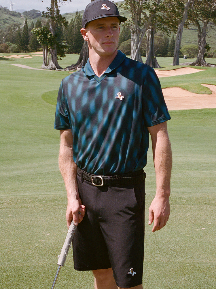 Walker Golf Things Night Check V Polo - Midnight