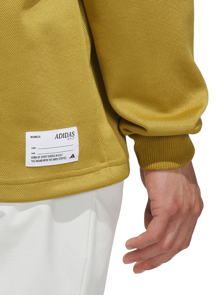 adidas Long Sleeve Knit Sweat Polo Shirt - Sand Green