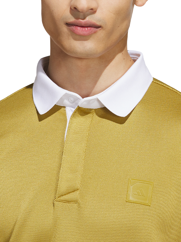 adidas Long Sleeve Knit Sweat Polo Shirt - Sand Green
