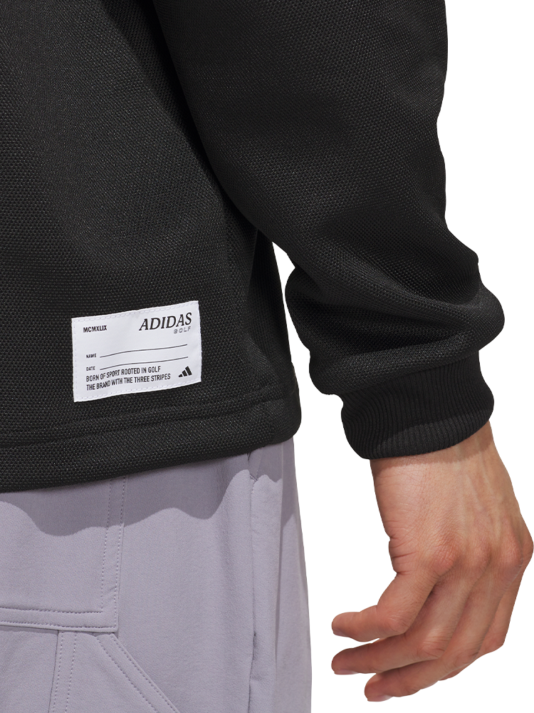 adidas Long Sleeve Knit Sweat Polo Shirt - Black