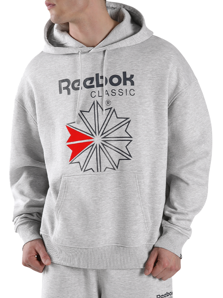 Reebok Starcrest Relaxed Hoodie - Light Grey Marl