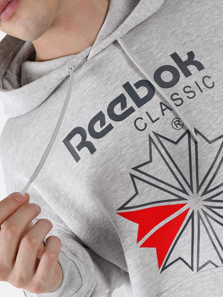 Reebok Starcrest Relaxed Hoodie - Light Grey Marl