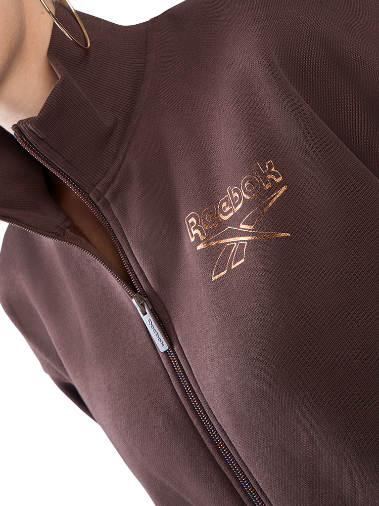 Reebok Women's ID Shimmer Flex Fleece Zip Sweat - Dark Cocoa