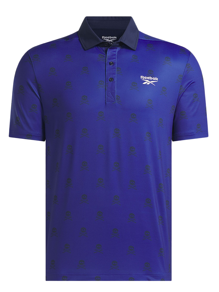 Reebok Crushers Jacquard Polo Shirt - Vector Navy/Trophy Gold