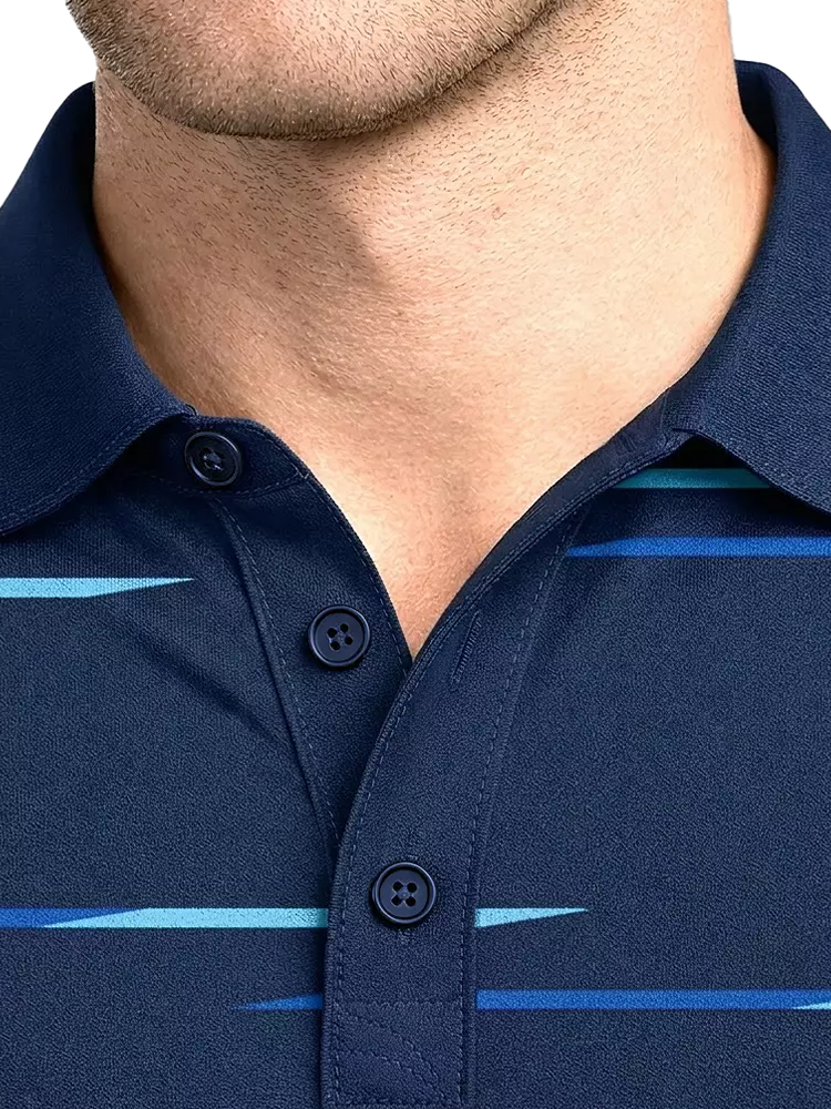 Reebok Flag Stripe Polo Shirt - Vector Navy/Peri Blue/Vector Blue