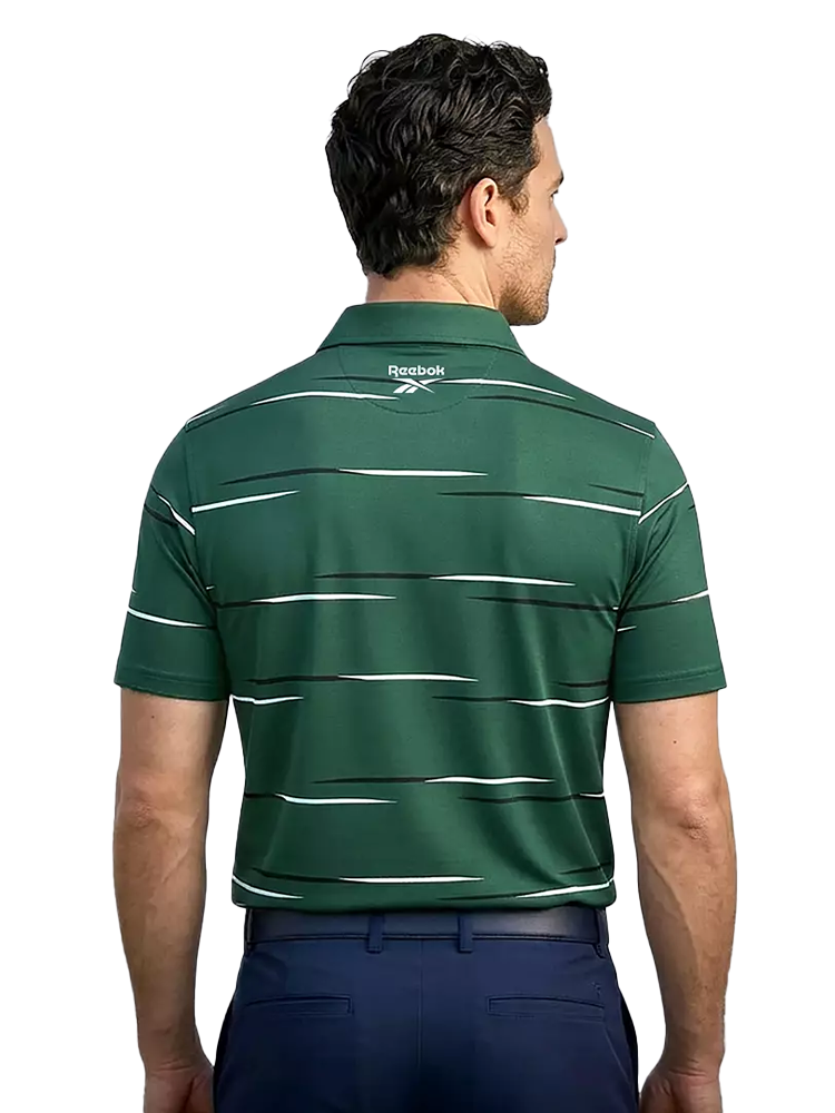 Reebok Flag Stripe Polo Shirt - Metal Green/White/Black