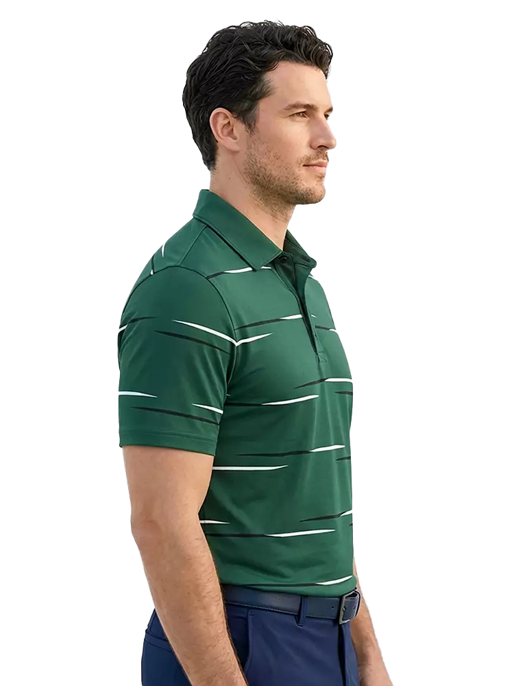 Reebok Flag Stripe Polo Shirt - Metal Green/White/Black