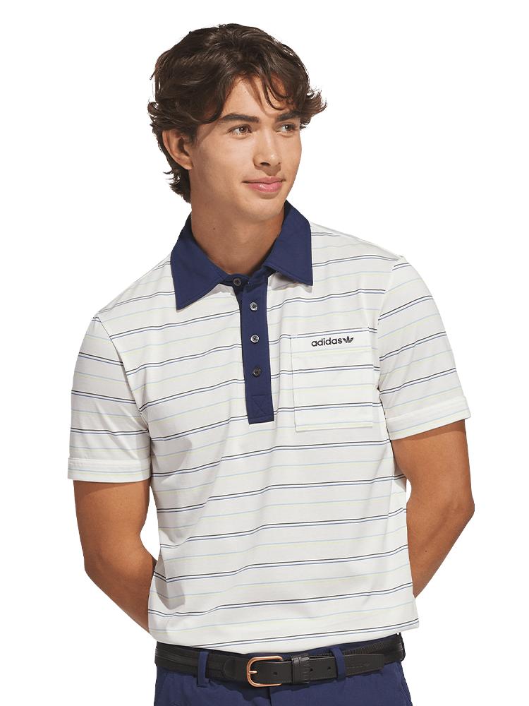 adidas Originals Archive Stripe Polo - Chalk White/Pure Lemon