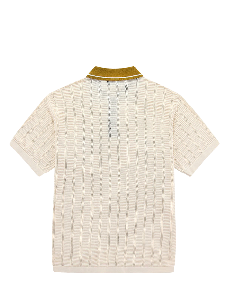 Walker Golf Things Kooka Knit Polo - Cream/Mustard