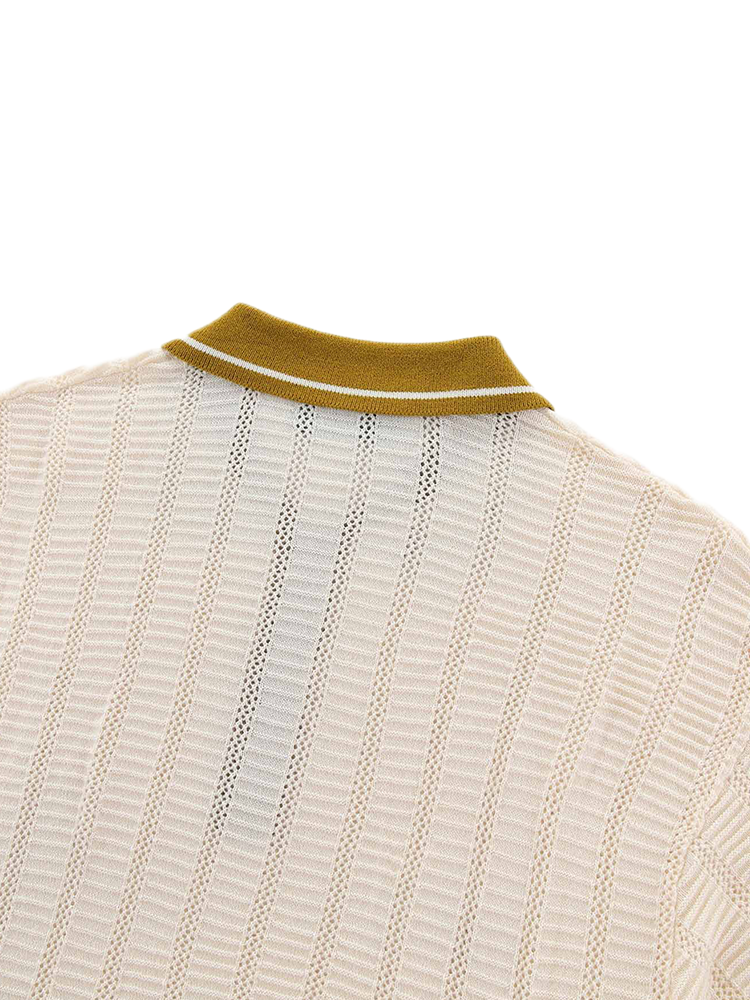 Walker Golf Things Kooka Knit Polo - Cream/Mustard